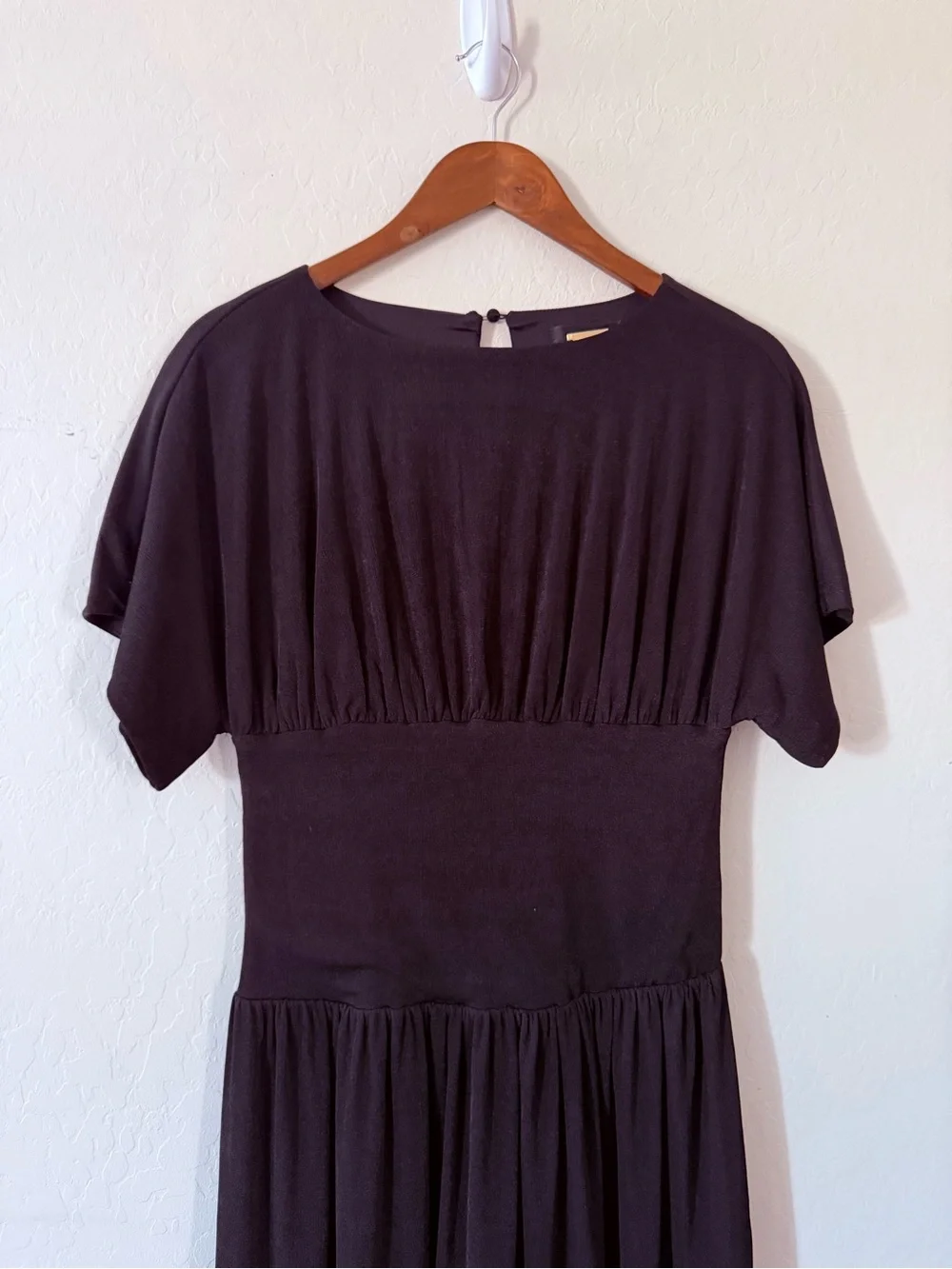 Alexia Admor Black Midi Dress Ruched Waist Dolman Sleeve Small - Picture 2 of 8